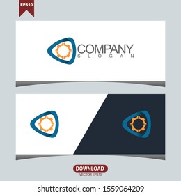Creative arrow gear concept logo vector design template
