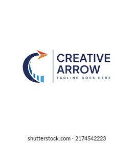 Creative Arrow Logo Vector, Financial Rising Logo Template. Letter C Symbol