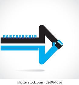 Creative arrow sign and handshake abstract design symbol. Business concept.Partnership symbol.vector illustration