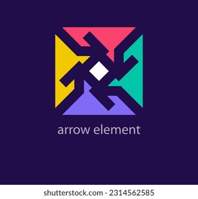Creative arrow sign logo design. Unique design color transitions. Unique arrow element shape logo template. vector