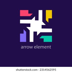 Diseño creativo del logotipo de señas de flecha. Transiciones de color de diseño únicas. Plantilla de logotipo de forma de elemento de flecha único. vector