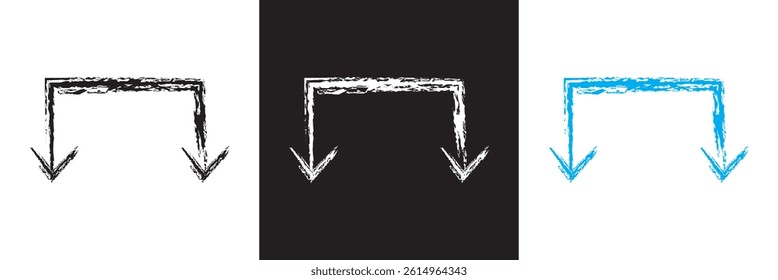 Creative arrows in grunge style .Vector for websites, mobile interfaces, presentations, banner, visual branding etc. Vector illustration. isolated on white and black background. EPS 10