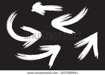 Creative arrows in grunge style, vector collection, beautiful and stylish. Bold arrows, graphic set of isolated elements from brush strokes, thick pointers isolated collection. Vector graphic box