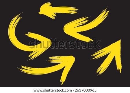 Creative arrows in grunge style, vector collection, beautiful and stylish. Bold arrows, graphic set of isolated elements from brush strokes, thick pointers isolated collection. Vector graphic box