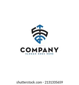 creative arrows with shield logo design vector illustration, archery logo, conceptual shield logo, zodiac, modern, icon template