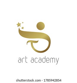 Creative art academy logo design vector