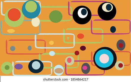 Creative art background circle and sharpes with orange background for frame, wallpaper, banner and print clothes 