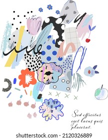 Creative art background with different shapes and textures. Collage. Vector