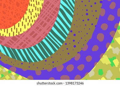 Creative art background hand drawn in vibrant colors. Collage. Vector. Textures for banner poster card cover invitation placard brochure or header artistic