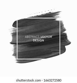 Creative art black brush stroke painted background vector with square frame. Perfect abstract design for headline and sale banner. 