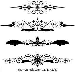 Creative art brush set with various 4 patterns for border in black and white style
