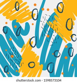 Creative art collage with different shapes and textures. Vector. 