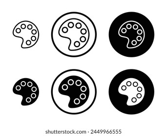 Creative Art and Color Mixing with Palette Icons for Artists and Designers