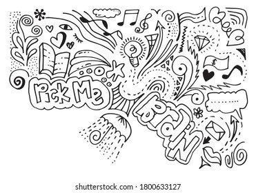 Creative art doodles hand drawn Design illustration.