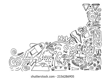Creative art doodles hand drawn Design illustration and text never give up  wow  nice 