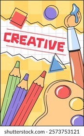 Creative art drawing studio banner