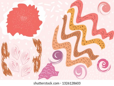 Creative art header with different shapes and textures. Collage. Vector