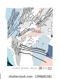 Creative art header with different shapes and textures. Creative background. Collage. Vector
