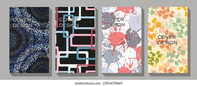 Creative art header with different shapes and textures.  Set of abstract different shapes. 