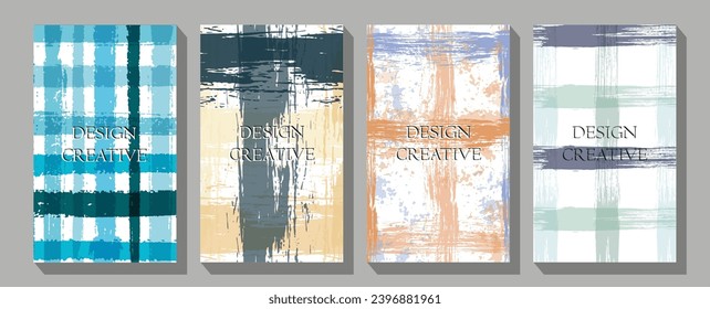 Creative art header with different shapes and textures.  Vector brochure, flyer, poster, print