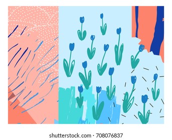 Creative art header with different shapes and textures. Collage