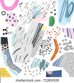 Creative art header with different shapes and textures. Collage. Artistic abstract universal background