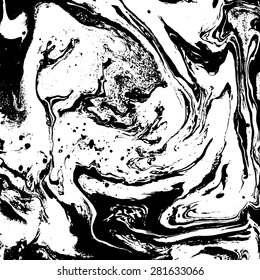 Creative art illustration. Vector image. Marbled surface. Beautiful unique handmade texture. Liquid paint. Painted waves. Unusual artistic background. Abstract black and white art.