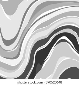 Creative art illustration. Vector image. Marbled surface. Beautiful unique handmade texture. Liquid paint. Painted waves. Unusual artistic background. Abstract black and white art.
