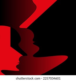 Creative art for the interior with bicolor silhouette of a man's head. Style geometrical person head. 