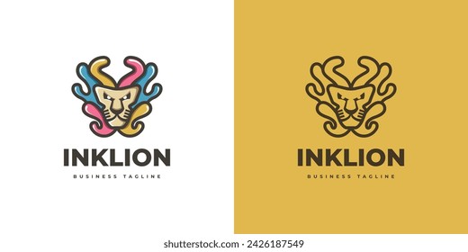 diseño creativo del logotipo del león del arte