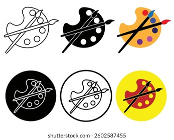 Creative Art and painting colour palate icon design vector.Colour palate vector glyph icon, school and education icon.Paintbrush and painter palette symbol.