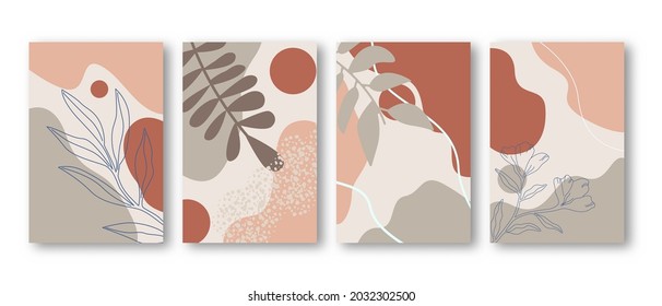 Creative art prints with linear tropic leaves composition