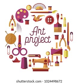 Creative art project vector poster for DIY handicraft and handmade craft workshop classes