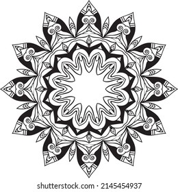 creative art style hand drawn black and white colorful mandala background design vector