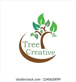 creative art tree vector logo design