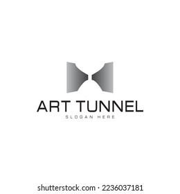 creative art tunnel railway logo iconic design vector illustration with abstract, flat, and modern styles isolated on white background. 