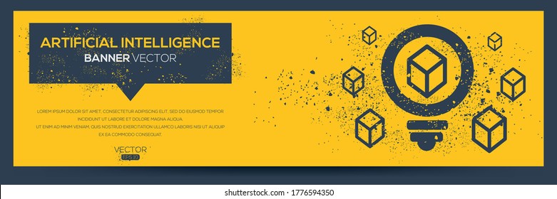 Imagen creativa (Inteligencia Artificial) Banner Word con Icon ,Vector.	