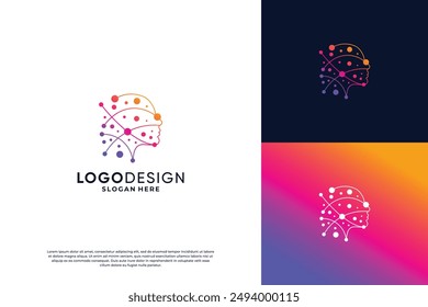 Creative artificial intelligence logo design with connection concept