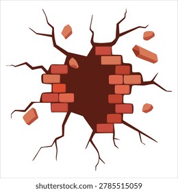 Creative artistic abstract cracked perforated wall broken wall abstract hollow walls under old plaster rendered as flat vector clipart suitable for designers