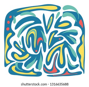 Creative artistic background. Contemporary graphic design for poster, banner, card, cover, web, placard, invitation, brochure, header. Hand drawn unique vector collage. 