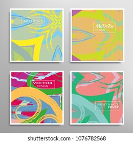 Creative artistic backgrounds set with brush strokes, hand drawn textures, hipster style. Vector template for card, invitation, voucher, certificate. Trendy design for tag, cover, fabric, brochure 