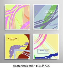 Creative artistic backgrounds set with brush strokes, hand drawn textures, hipster style. Vector template for card, invitation, voucher, certificate. Trendy design for tag, cover, fabric, brochure 