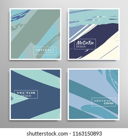 Creative artistic backgrounds set with brush strokes, hand drawn textures, hipster style. Vector template for card, invitation, voucher, certificate. Trendy design for tag, cover, fabric, brochure 