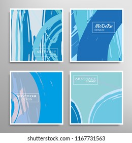 Creative artistic backgrounds set with brush strokes, hand drawn textures, hipster style. Vector template for card, invitation, voucher, certificate. Trendy design for tag, cover, fabric, brochure 