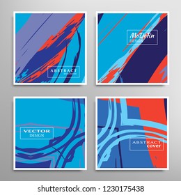 Creative artistic backgrounds set with brush strokes, hand drawn textures, hipster style. Vector template for card, invitation, voucher, certificate. Trendy design for tag, cover, fabric, brochure 
