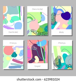 Creative artistic cards set. Vector illustration. Hand drawn elements.