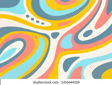 Creative artistic colorful liquid pastel background with patterns. Collage. Design for prints, posters, cards, etc. Vector.