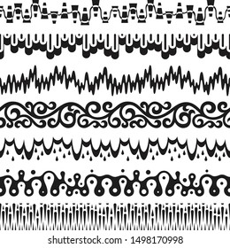 Creative artistic decorative brush set for paper and frame print. Vector graphic design elements illustration art collection.
