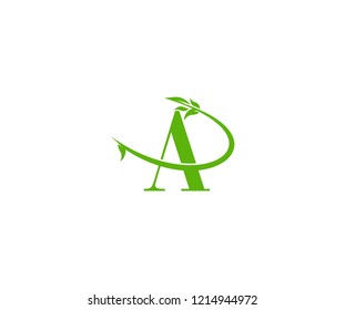 Creative Artistic Design Initial A Letter Green Swoosh Eco Logo