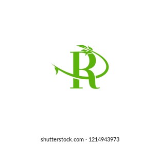 Creative Artistic Design Initial R Letter Green Swoosh Eco Logo